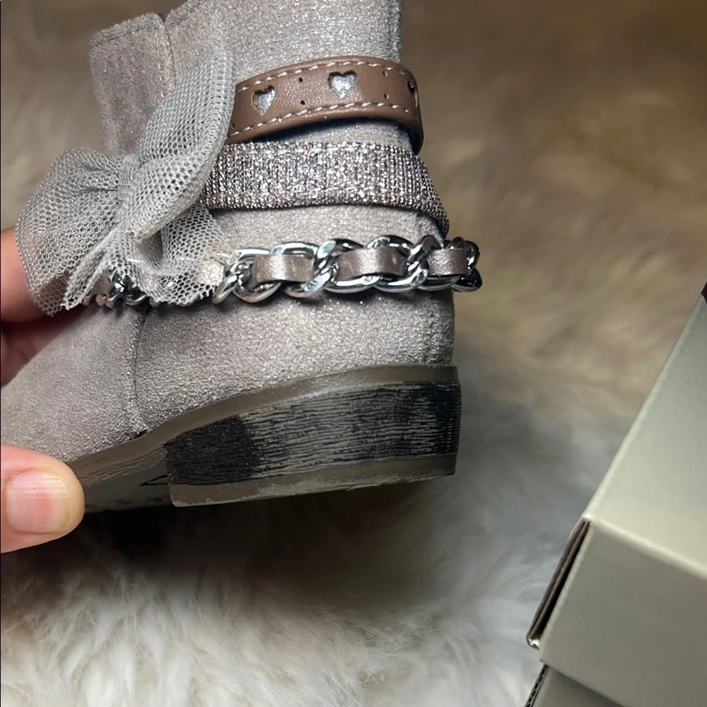 Crown Vintage Sparkling Gray Ankle Boots for toddler girl